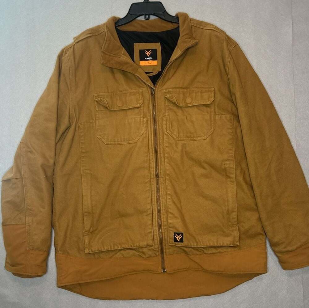 HAWX Work Gear Military Jacket Size XL Brown Canvas Insulated Jacket
